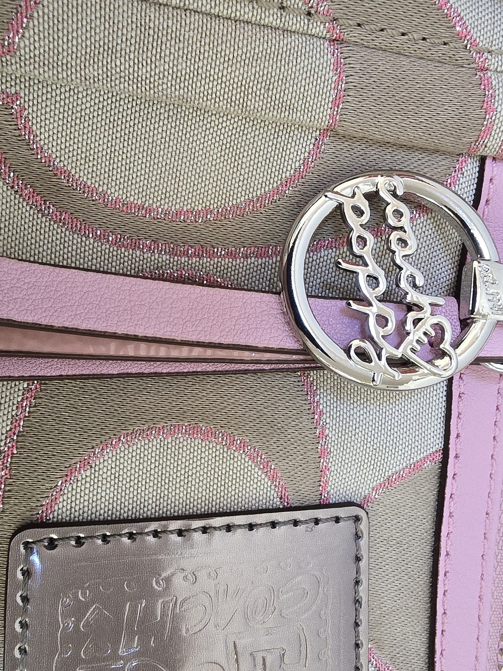 Coach Poppy 16289 Sweetheart Pink Lurex Signature Glam Tote Y2K - Picture 4 of 12